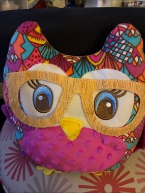 NWOT Plush Owl Stuffed Animal in Multicolor w/Glasses “100” year celebration